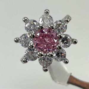 Exquisite Statement Pink White Diamond CZ Flower Star Silver Plated Boho Ring
